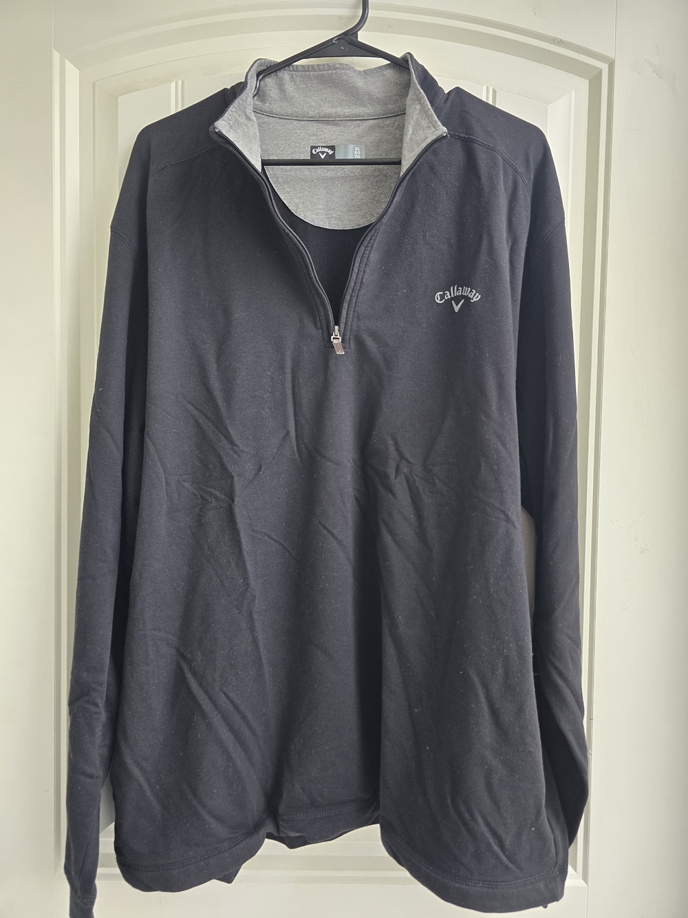 Callaway Black Half-Zip Golf Pullover with Gray Collar Size XL Pre-owned
